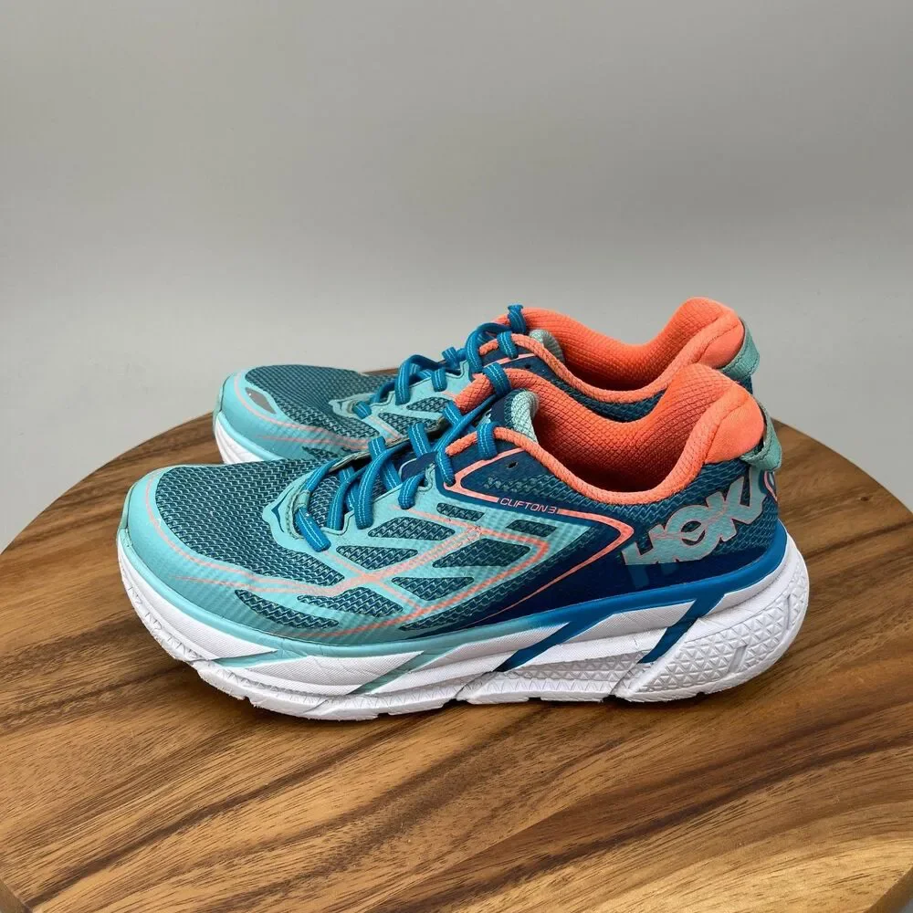 Hoka One One Clifton 3 Shoes Womens Size 8 Blue Running Comfort Walking Gym